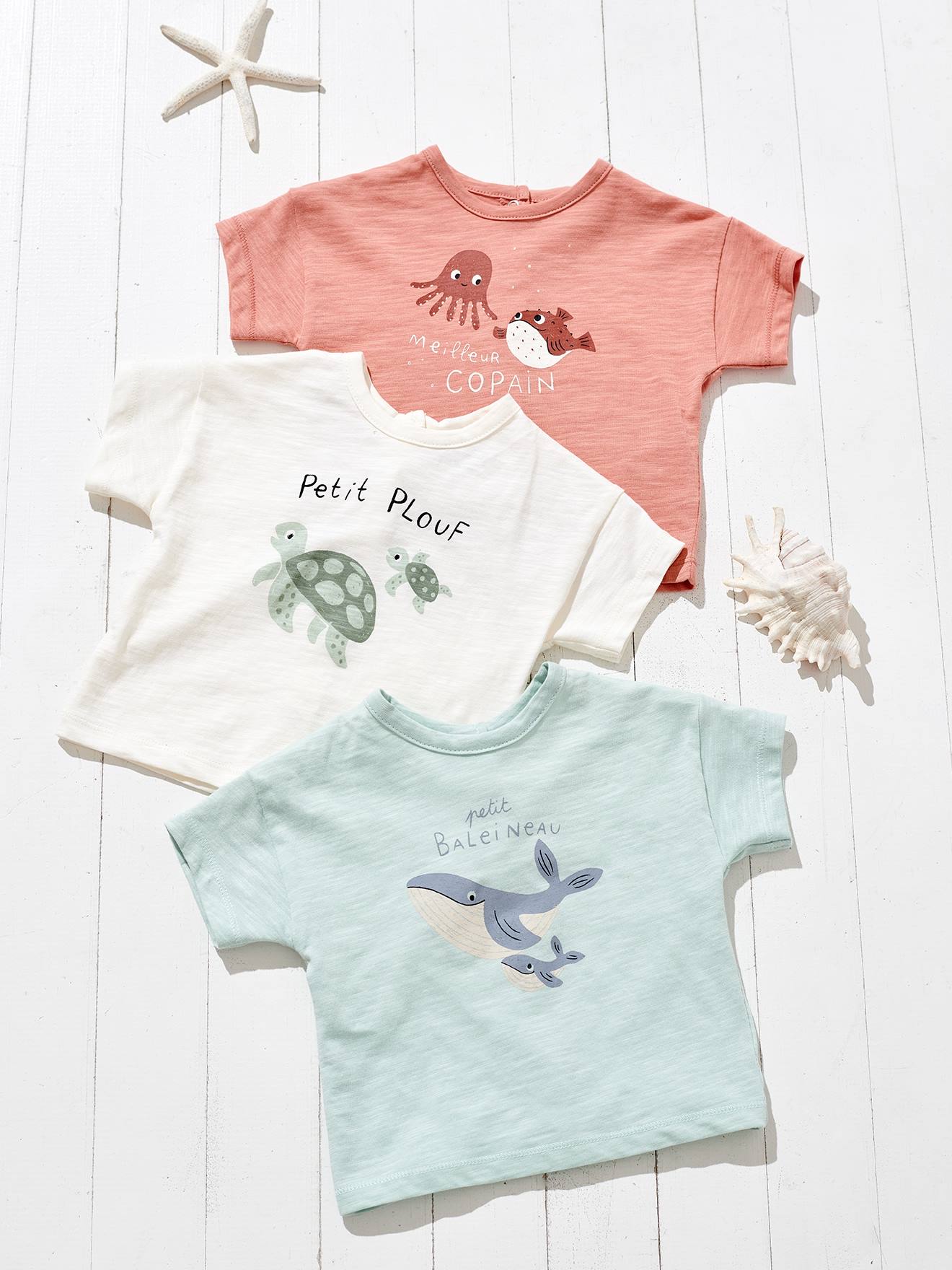 Thumbnail - Bio-Kollektion: Baby T-Shirt mit Meeres-Motiven