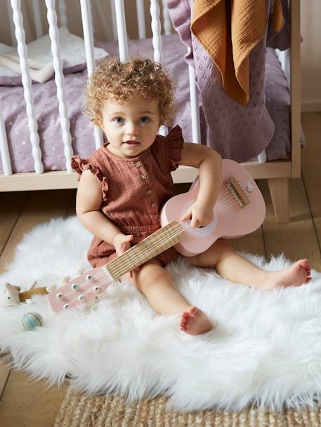 Holz-Gitarre für Kleinkinder FSC® - rosa+weiß/natur - 1