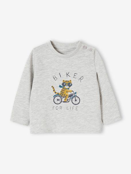 Jungen Baby Shirt Oeko Tex - grau meliert+hellbeige+karamell - 1