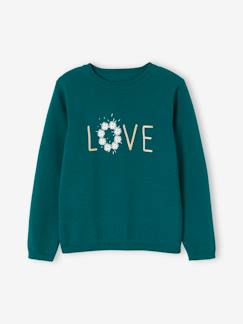 Maedchenkleidung-Pullover, Strickjacken & Sweatshirts-Mädchen Pullover, Glitzer-Schriftzug BASIC