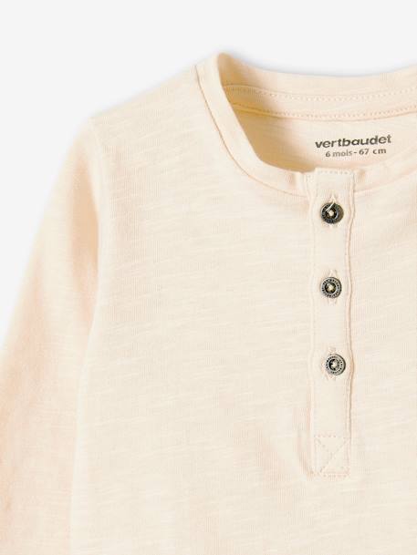 Jungen Baby Henley-Shirt BASIC, personalisierbar - cappuccino+dunkelgrün+nachtblau+rostbraun+sand+terrakotta farbe - 25