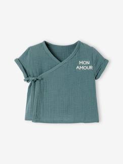 Babymode-Shirts & Rollkragenpullover-Baby Wickeljacke mit kurzen Ärmeln