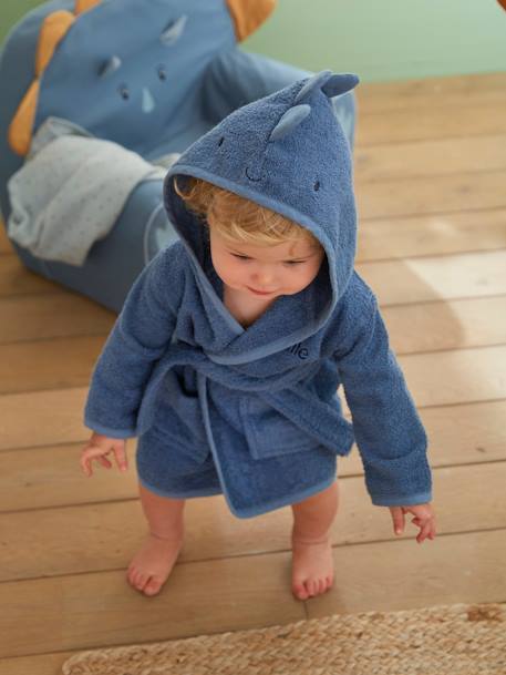 Baby Bademantel „Kleiner Dino“ Oeko-Tex, personalisierbar - blau - 5
