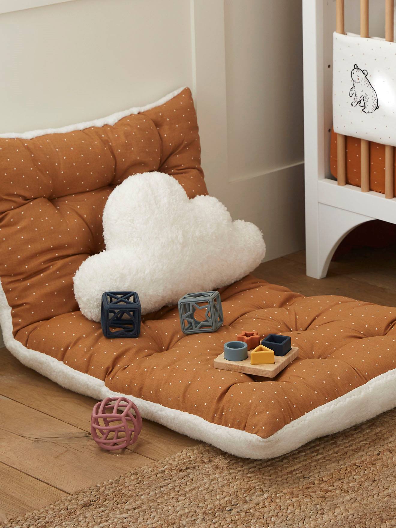 vertbaudet Deko-Kissen WOLKE Fell-Imitat Kinderzimmer in wollweiß