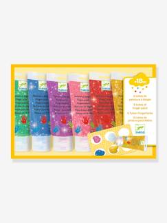 Spielzeug-Kreativität-6 Tuben Fingerfarbe mit Glitzer DJECO