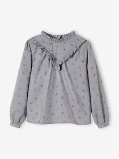 Maedchenkleidung-Blusen & Tuniken-Mädchen Bluse mit Volantkragen, Blumen