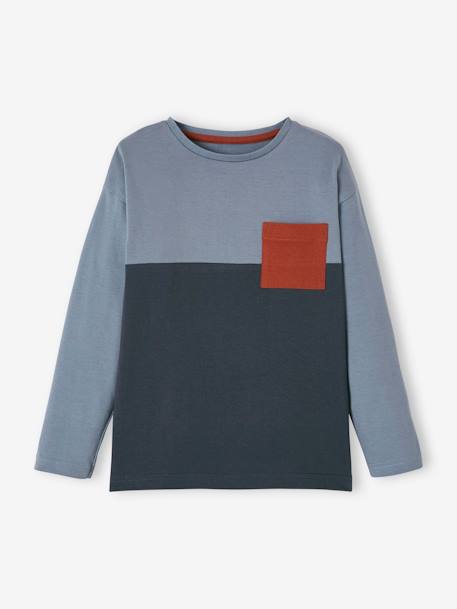 Jungen Shirt, Colorblock Oeko-Tex - blau/dunkelblau+grau/bordeaux - 1