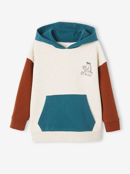Jungen Kapuzensweatshirt, Colorblock - hellbeige - 1