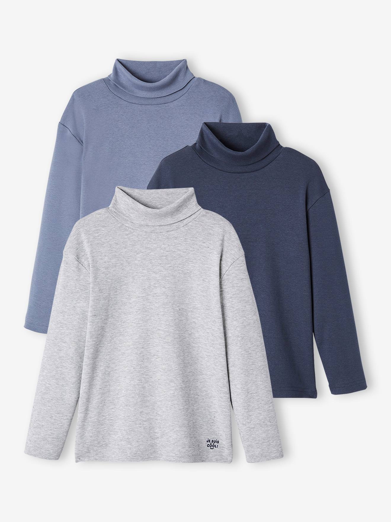 3er-Pack Jungen Langarm-Rollkragenshirts BASIC