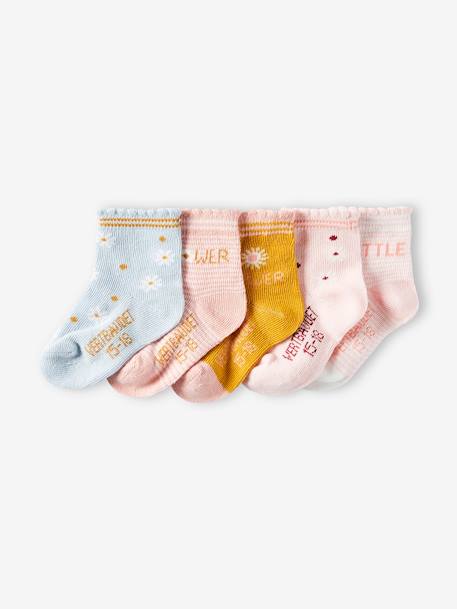 5er-Pack Mädchen Baby Socken, Blumen BASIC Oeko-Tex - pack senfgelb - 1