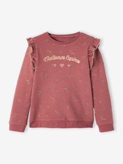 Maedchenkleidung-Mädchen Sweatshirt mit Volants und Schriftzug
