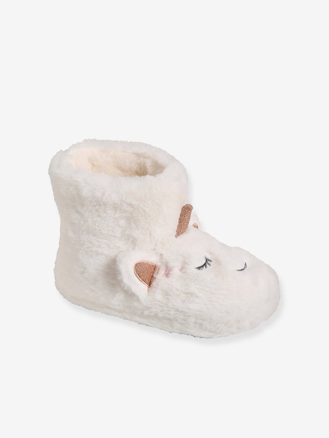 Hohe Mädchen Plüsch-Hausschuhe EINHORN