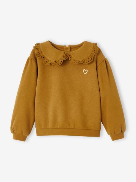 Mädchen Sweatshirt mit Bubikragen - karamell - 3