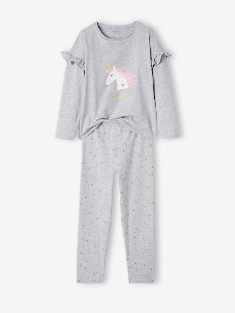 2er-Pack Mädchen Schlafanzüge, Einhorn Oeko-Tex - pack grau - 2
