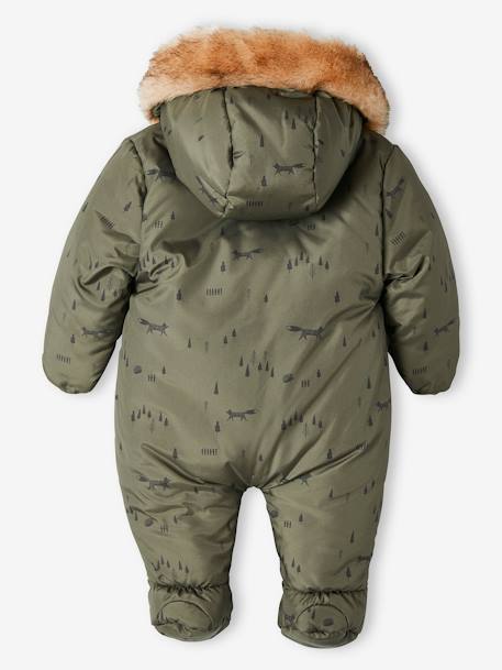 Baby Overall mit Recycling-Polyester, gefüttert - braun bedruckt+khaki+pfirsich bedruckt - 7
