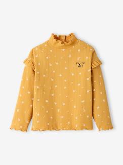 Maedchenkleidung-Shirts & Rollkragenpullover-Rollkragenpullover-Geripptes Mädchen Shirt mit Volants
