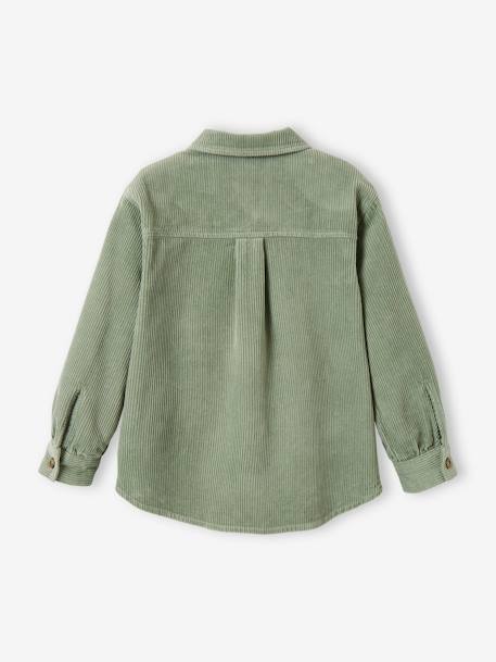 Mädchen Hemdjacke aus Cord - altrosa+moosgrün - 10