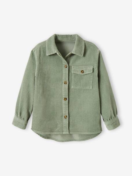 Mädchen Hemdjacke aus Cord - altrosa+moosgrün - 9