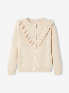 Maedchenkleidung-Pullover, Strickjacken & Sweatshirts-Mädchen Strickjacke mit Volants, Musterstrick