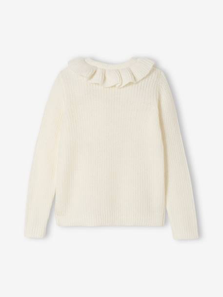 Warmer Mädchen Cardigan mit Kragen Oeko-Tex - braun+rosa+wollweiß - 11