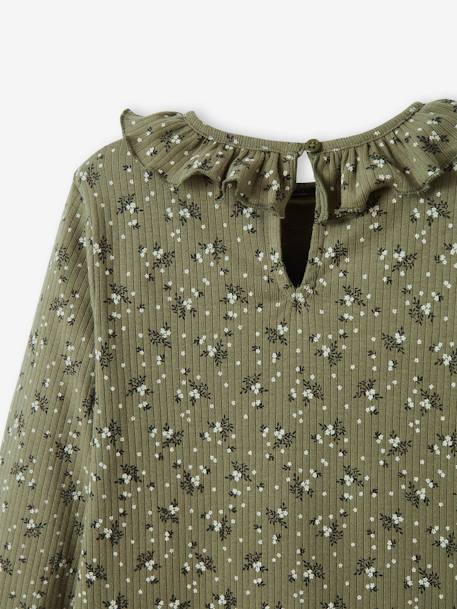 Mädchen Shirt aus Rippenjersey, Blumen Oeko-Tex - khaki+senfgelb - 4