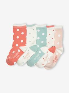 Maedchenkleidung-Unterwäsche, Socken, Strumpfhosen-Socken-5er-Pack Mädchen Socken mit Tupfen BASIC