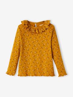 Maedchenkleidung-Mädchen Shirt aus Rippenjersey, Blumen Oeko-Tex