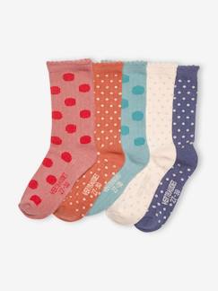 Maedchenkleidung-Unterwäsche, Socken, Strumpfhosen-Socken-5er-Pack Mädchen Socken mit Tupfen