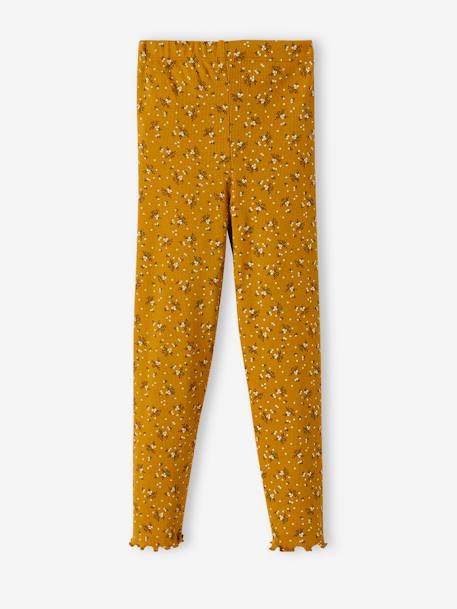 Mädchen Leggings, gerippt - braun bedruckt+dunkelgrau meliert+graugrün+senfgelb+zartrosa - 13