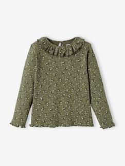 Maedchenkleidung-Shirts & Rollkragenpullover-Shirts-Mädchen Shirt aus Rippenjersey, Blumen Oeko-Tex