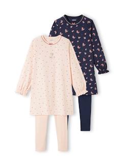 Maedchenkleidung-Schlafanzüge & Nachthemden-2er-Pack Mädchen Nachthemden mit Leggings, Blumen