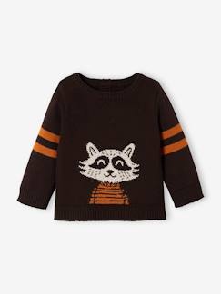 Babymode-Pullover, Strickjacken & Sweatshirts-Pullover-Baby Strickpullover mit Waschbär