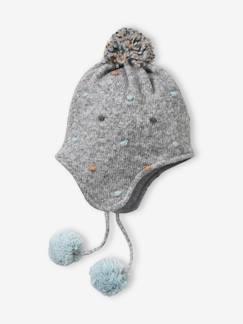 Maedchenkleidung-Accessoires-Mützen, Schals & Handschuhe-Mädchen Mütze mit Ohrenklappen, Relief-Tupfen
