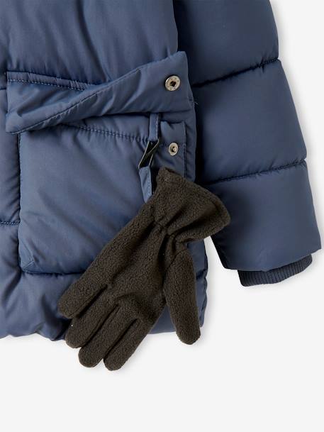 Jungen Jacke & Handschuhe mit Recyclingmaterial - blau+braun - 5