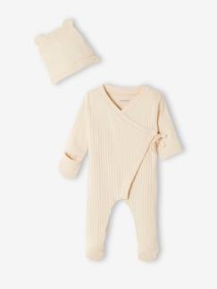 Babymode-Baby-Set: Overall & Mütze, Rippenjersey