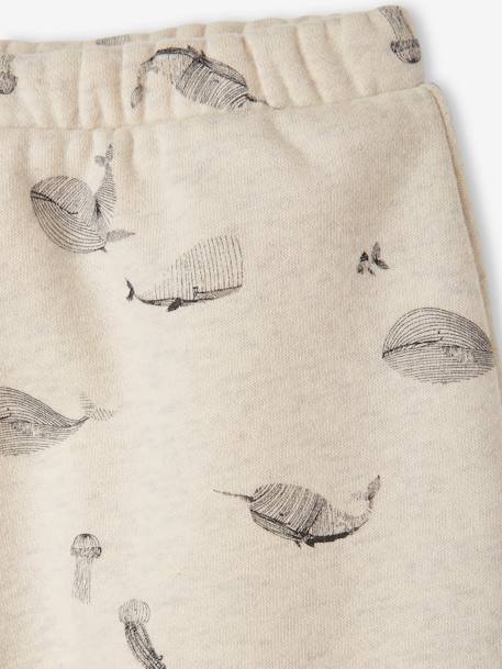 Baby Sweathose für Neugeborene - beige meliert wal+graubraun bedruckt+hellbeige+hellgrau meliert+nachtblau+rosa bedruckt+wollweiß+wollweiß bedruckt obst+wollweiß bedruckt safari - 3