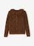 Warmer Mädchen Cardigan mit Kragen Oeko-Tex - braun+rosa+wollweiß - 2