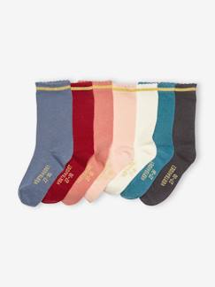 Maedchenkleidung-Unterwäsche, Socken, Strumpfhosen-Socken-7er-Pack Mädchen Socken, Glitzerstreifen Oeko-Tex®