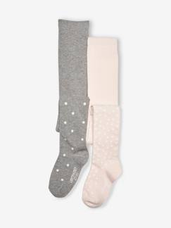 Maedchenkleidung-Unterwäsche, Socken, Strumpfhosen-2er-Pack Mädchen Strumpfhosen, Herzen/Tupfen