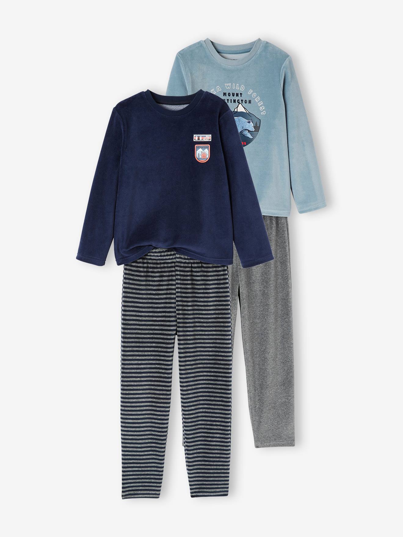 2er-Pack Jungen Samt-Schlafanzüge