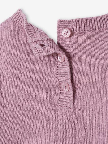 Baby Pullover mit Volants - aquamarin+bordeaux+marine gestreift+violett+wollweiß - 16