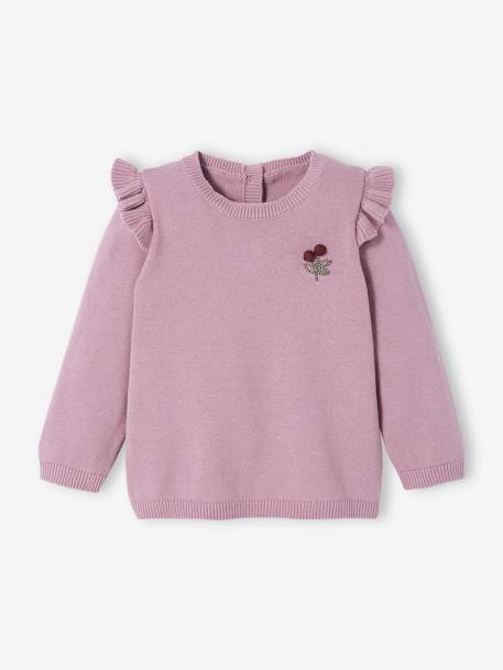 Baby Pullover mit Volants - aquamarin+bordeaux+marine gestreift+violett - 13