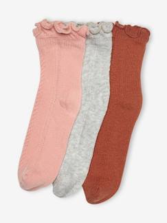 Maedchenkleidung-Unterwäsche, Socken, Strumpfhosen-Socken-3er-Pack Mädchen Socken, Ajourmuster Oeko-Tex