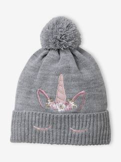 Maedchenkleidung-Accessoires-Mützen, Schals & Handschuhe-Mädchen Beanie mit Einhorn-Stickerei