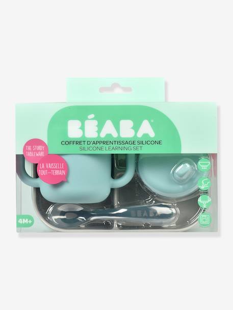 3-teiliges Baby Esslern-Geschirr aus Silikon BEABA® - blau+rosa - 3