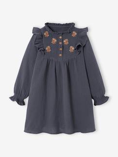 Neue Kollektion-Besticktes Mädchen Kleid aus Baumwollmusselin