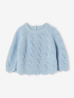 Babymode-Pullover, Strickjacken & Sweatshirts-Pullover-Baby Pullover mit Lochmuster Oeko-Tex