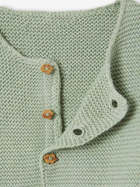 Baby Feinstrickjacke BASIC Oeko-Tex - aqua+graugrün+hellbraun+nachtblau+pfirsich+wollweiß - 6