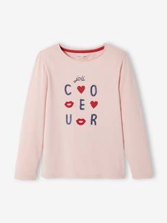 Maedchenkleidung-Mädchen Shirt mit Message-Print, Glanzdetails BASIC Oeko-Tex