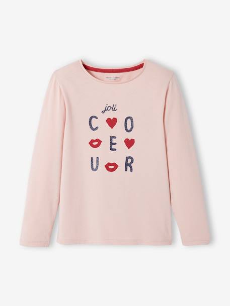 Mädchen Shirt mit Message-Print, Glanzdetails BASIC Oeko-Tex - blaugrau+dunkelgrün+grün+marine+rosa+zartrosa - 16